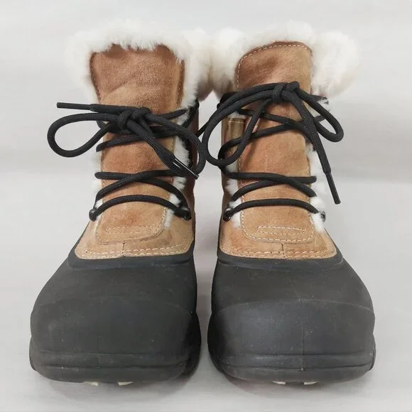 Sorel Snow Angel Lace-up Waterproof Suede Winter Boots Women Size 9 Faux Fur - Picture 2 of 12